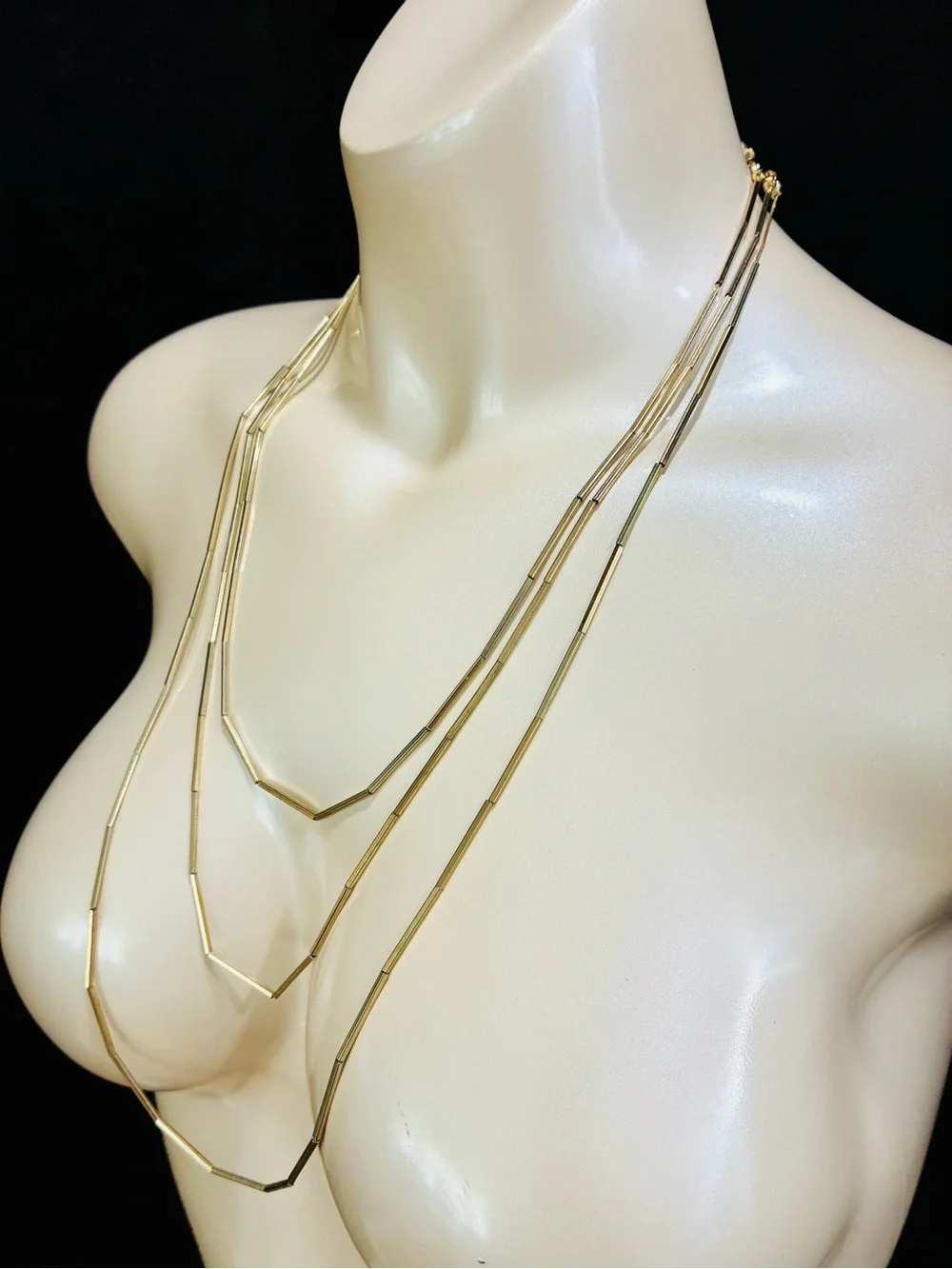 Gold Layered Bar Link Necklace for Women Bohemian Beach Chic Sexy Timeless EUC